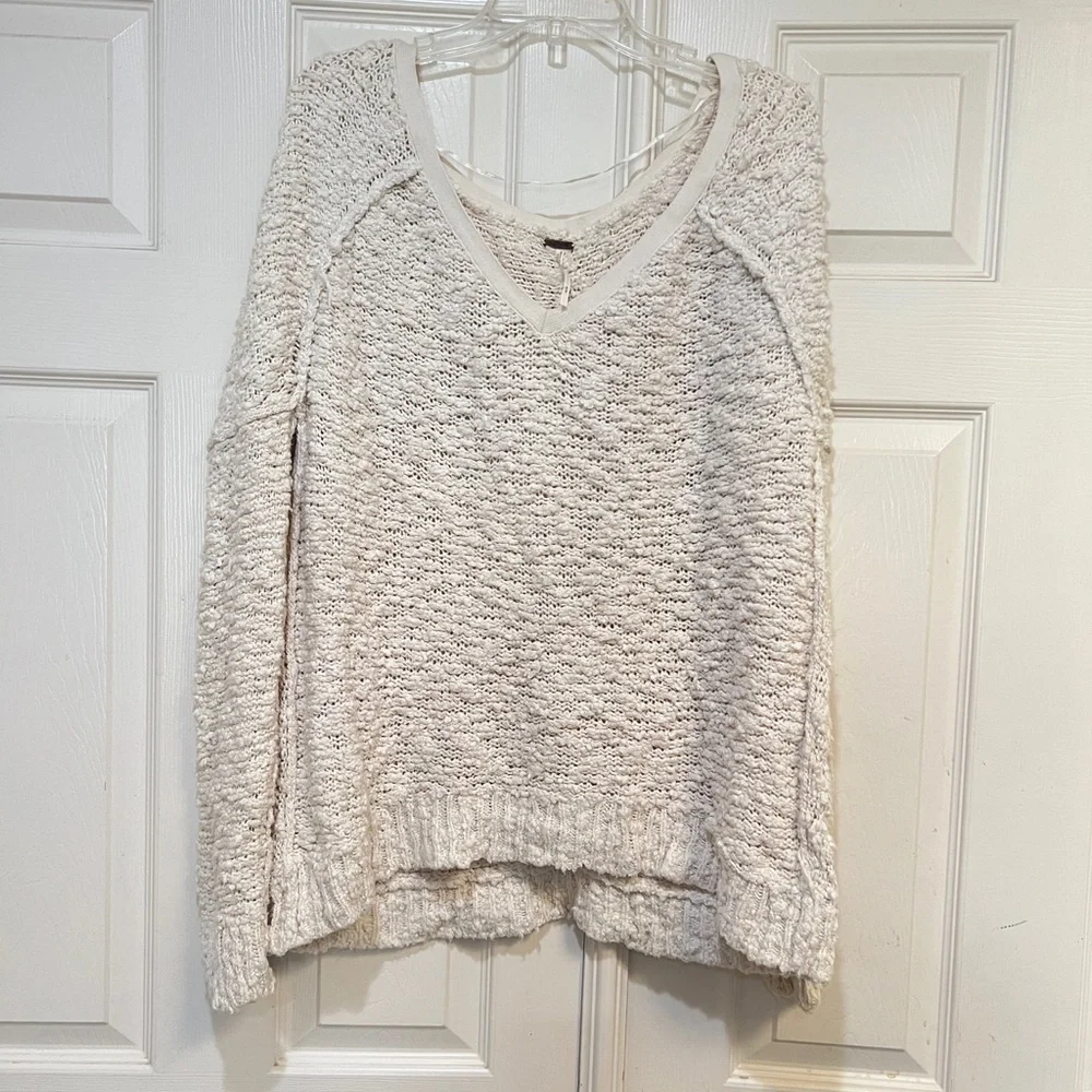 Free‎ People Songbird Chunky Popcorn Boucle Loose Knit Sweater Sz medium boho